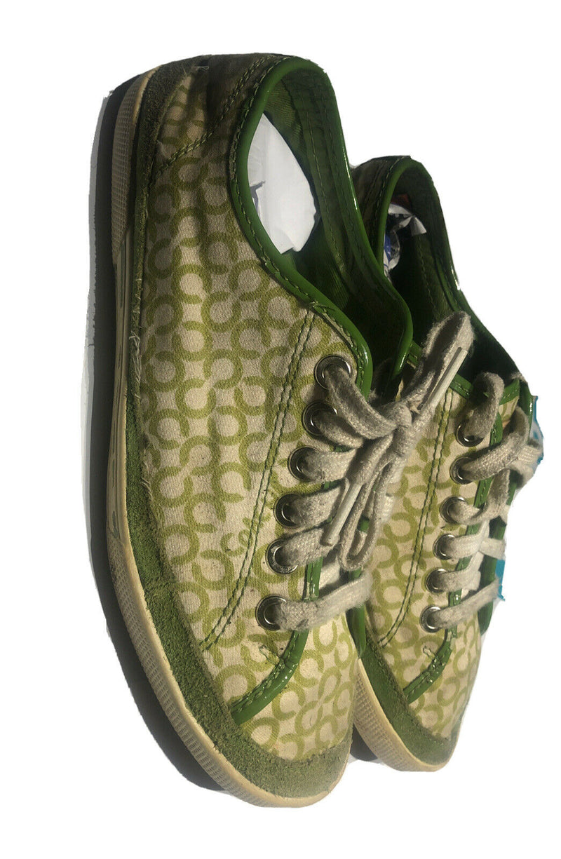 COACH EDITH Orange and White LACE-UP SIGNATURE TENNIS SHOES 7m
