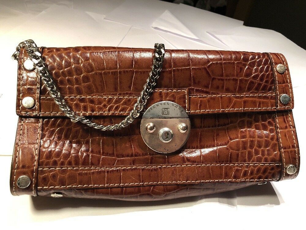 Michael Kors Brown Leather Small Shoulder Bag with Chain Strap