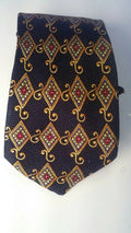 MEN NECK TIES 100% SILK CORNER STONE GOLD AND NAVY Blue by DALEY1DEALS,LLC.