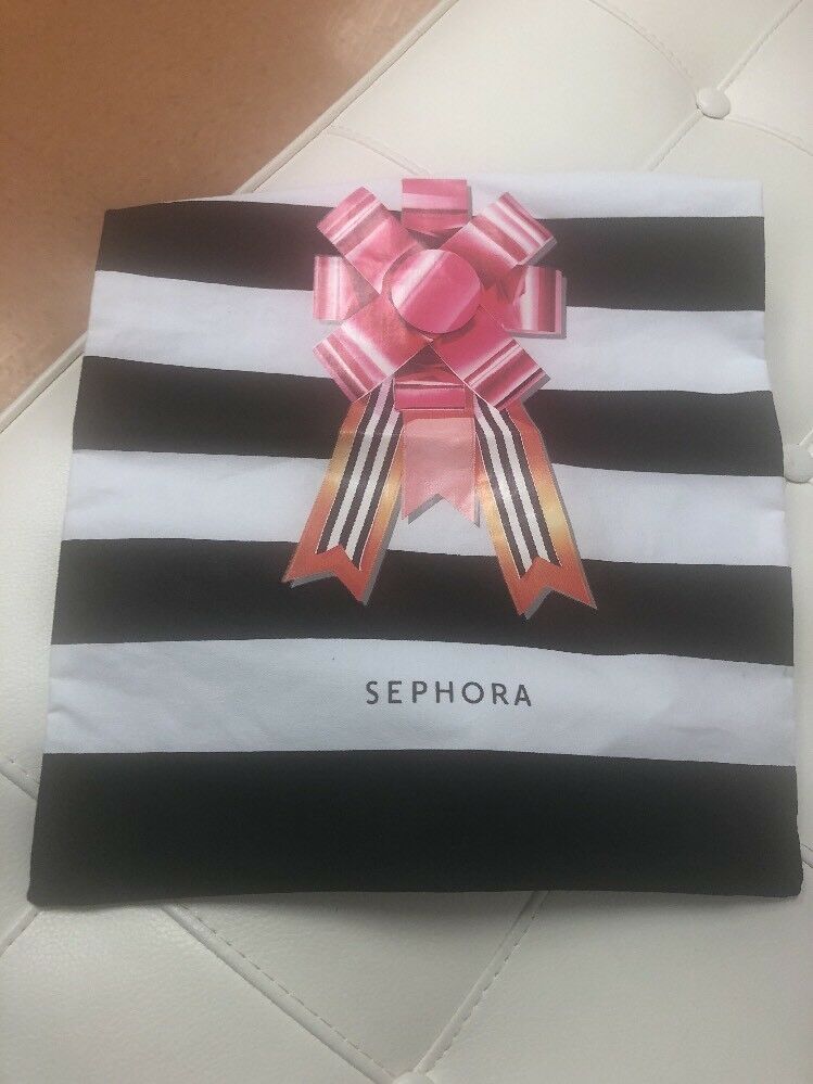 NEW Sephora Black White Striped Canvas Tote Bag Purse Shopper 2017