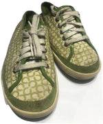 COACH EDITH Orange and White LACE-UP SIGNATURE TENNIS SHOES 7m