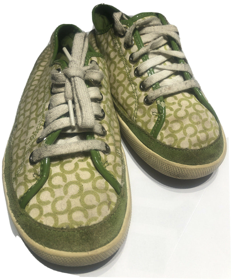 COACH EDITH Orange and White LACE-UP SIGNATURE TENNIS SHOES 7m