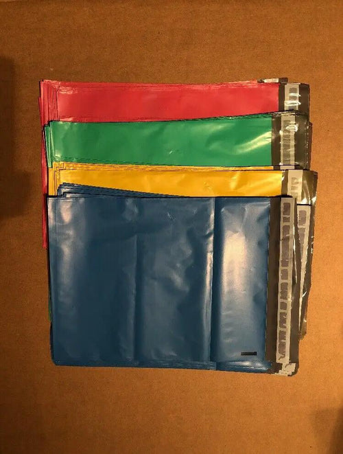 100 -10x13 COLORs MIXED-Yellow/Blue/Green/Pink Flat Poly Mailers, Shipping Bags by Unbranded/Generic
