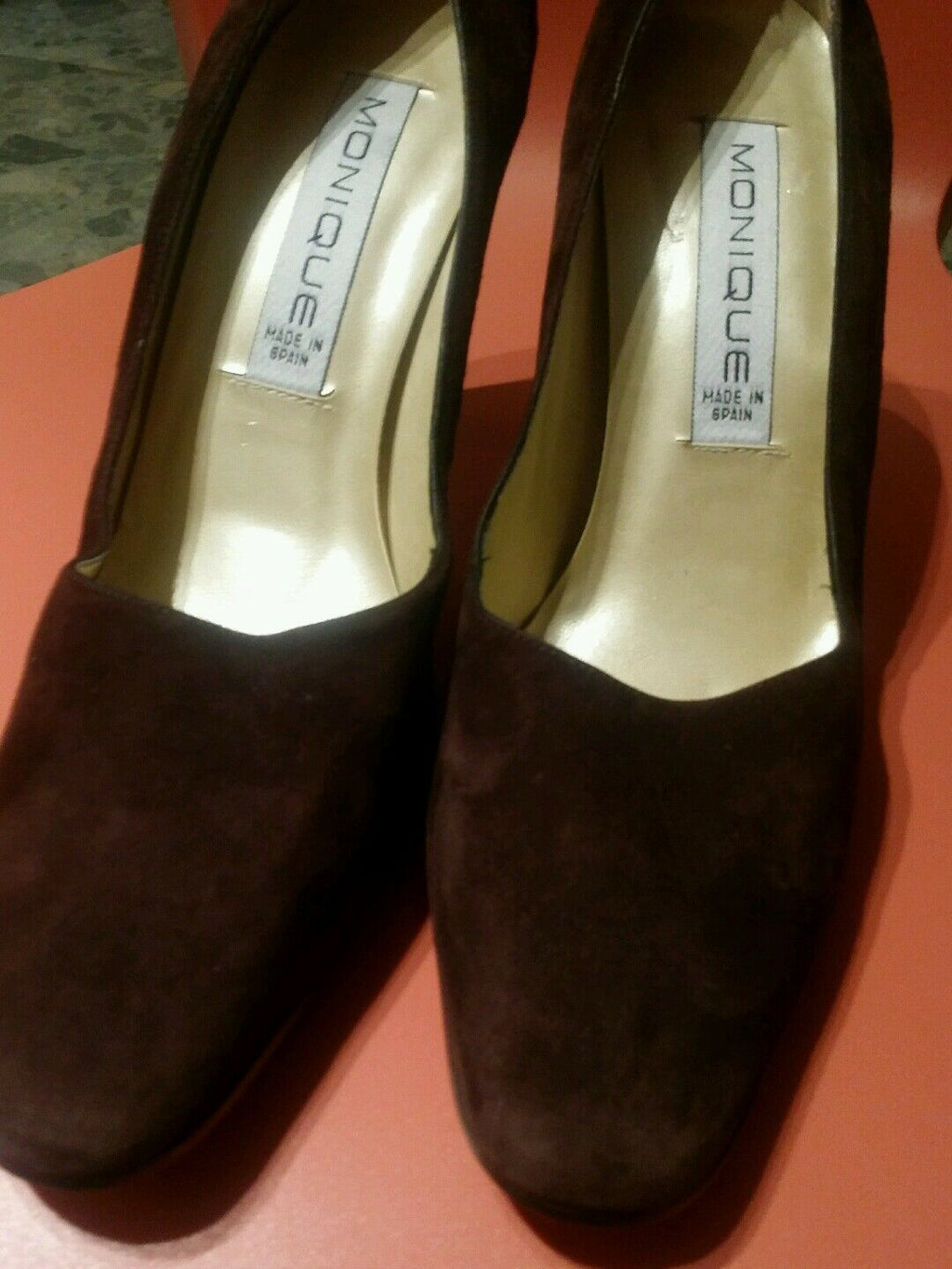 monique brown suede made in spain pumpssize 10m 3 inch heels