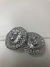 BIG Vintage MOGHUL RuNWAy Silver Gold Tone DOMED LION HEAD Clip Earrings SL1e