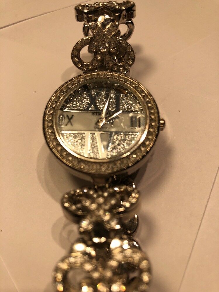 Clean Vintage Strada Lady Bling Rhinestone Analog Quartz Watch Hours~New Battery