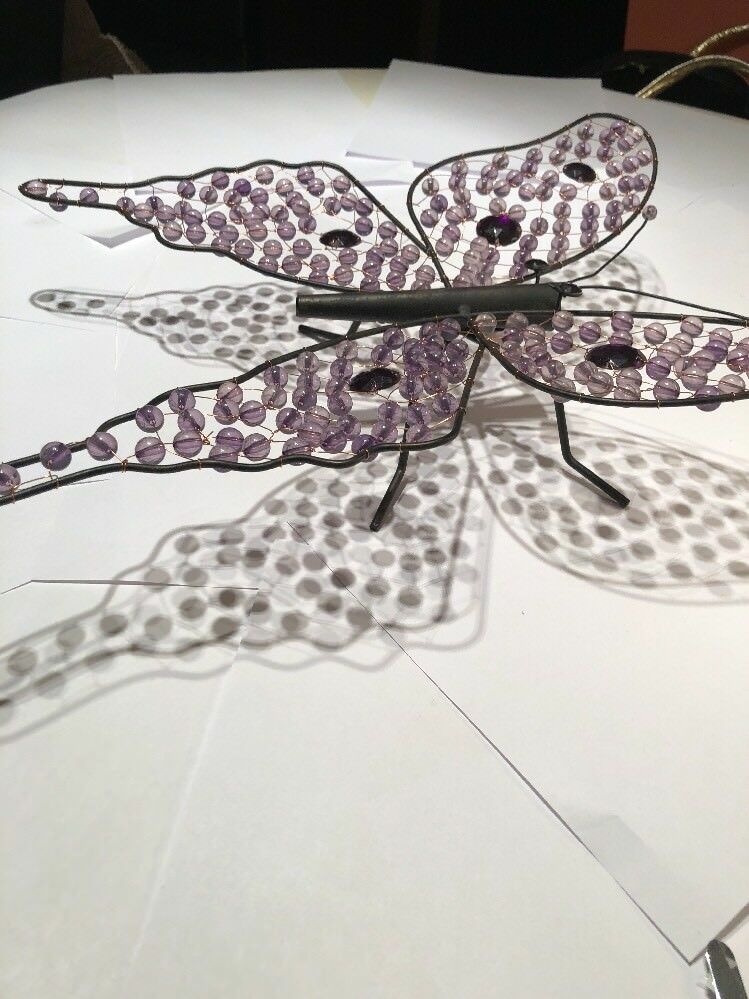Purple Large Beaded Landed Butterfly
