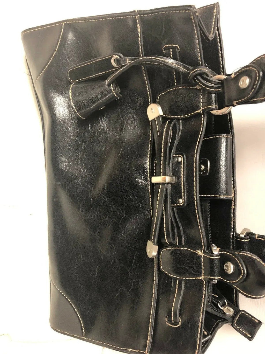 NWT Women's Liz Claiborne Black hand bag 8X9X2 Double Top & coin bag separator by Liz Claiborne
