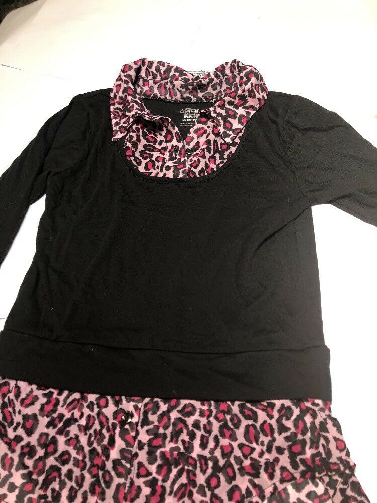 Youth Star Ride Leopard Print And Black And Pink Shirt Size 10/12