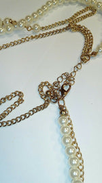 lovely  costume pearl and floral  three layered necklace