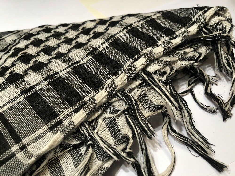 Collar Scarf Poncho With Fringe Black & White