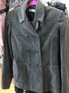 Emporio Armani Womens Gray Blue Stripe Double Breasted Blazer Sz 42