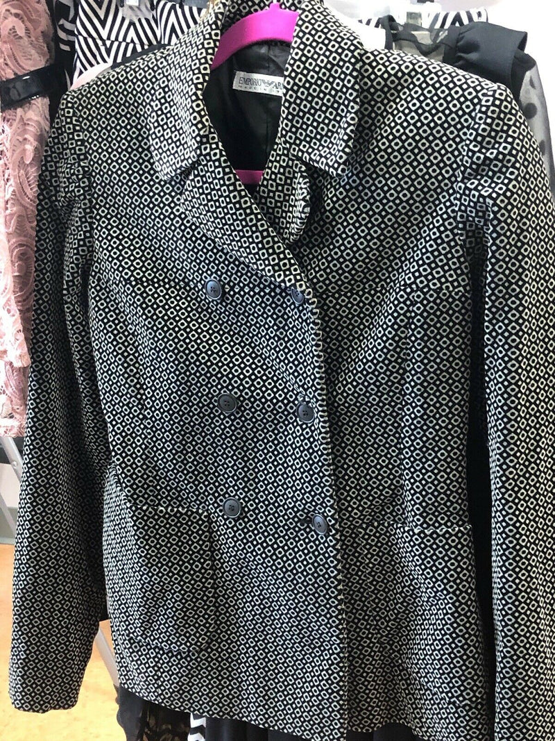 Emporio Armani Womens Gray Blue Stripe Double Breasted Blazer Sz 42