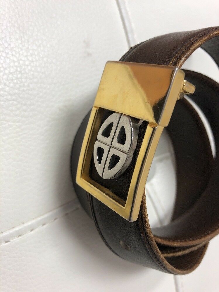 New BOSCAMen's Brown Genuine Leather Belt Metal Buckle Size: 29