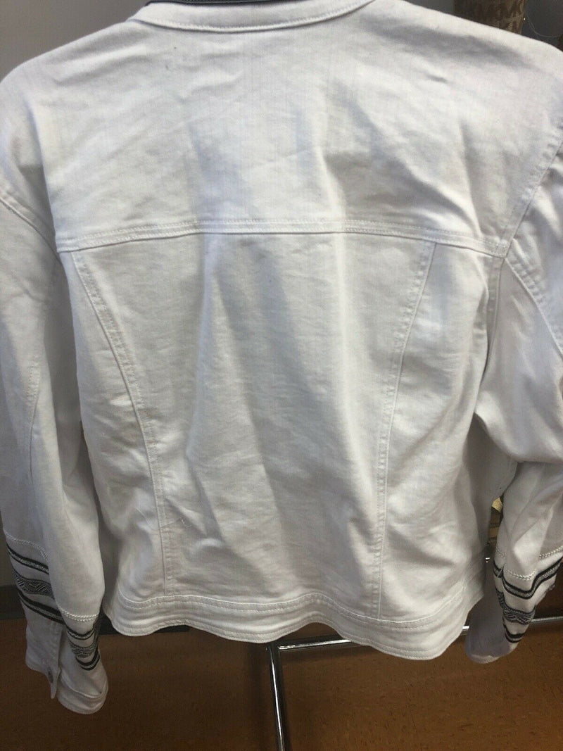 Ashley Stewart Size 18/20 hooded white linen jacket