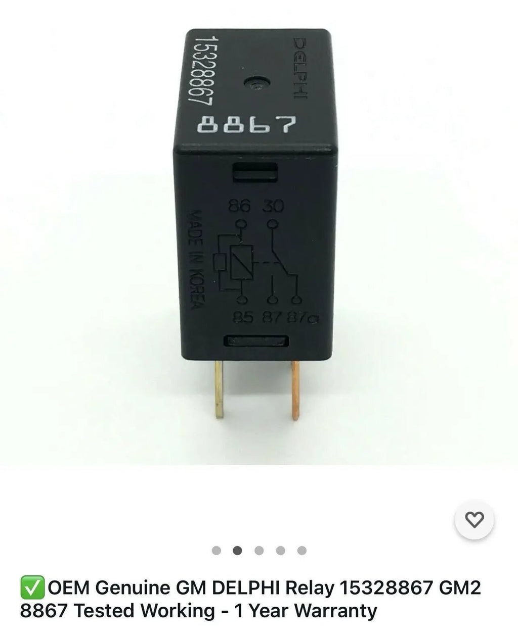 OEM Genuine GM DELPHI Relay 15328867 GM2 8867 Tested Working - 1 Year Warranty by Delphi