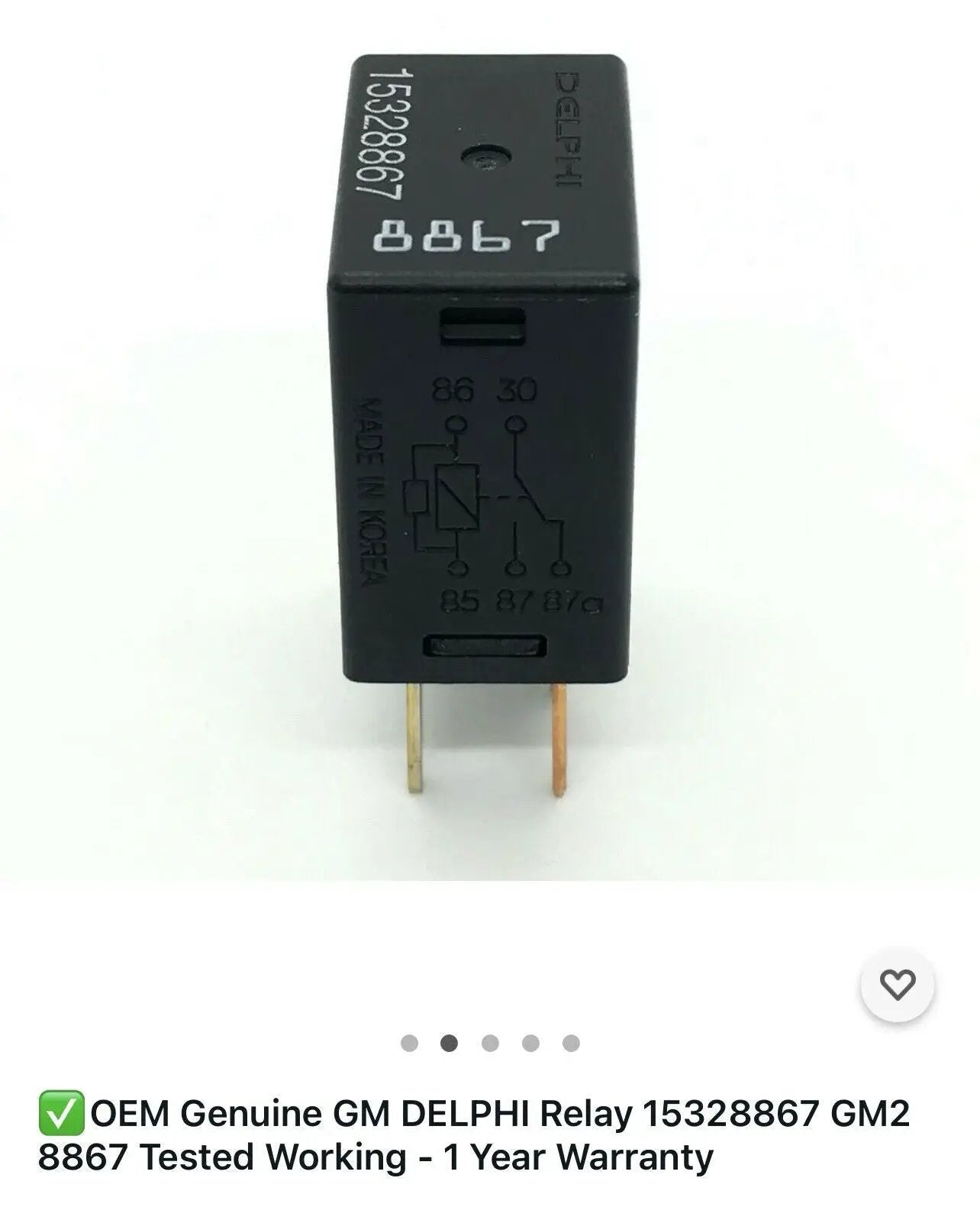 OEM Genuine GM DELPHI Relay 15328867 GM2 8867 Tested Working - 1 Year Warranty by Delphi