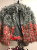 Isabel Lu Removable Faux Fur  Gray  And Red Women's XS