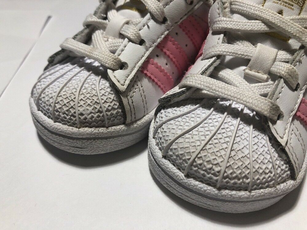 Toddler Pink And White Superstar Adidas Size 3