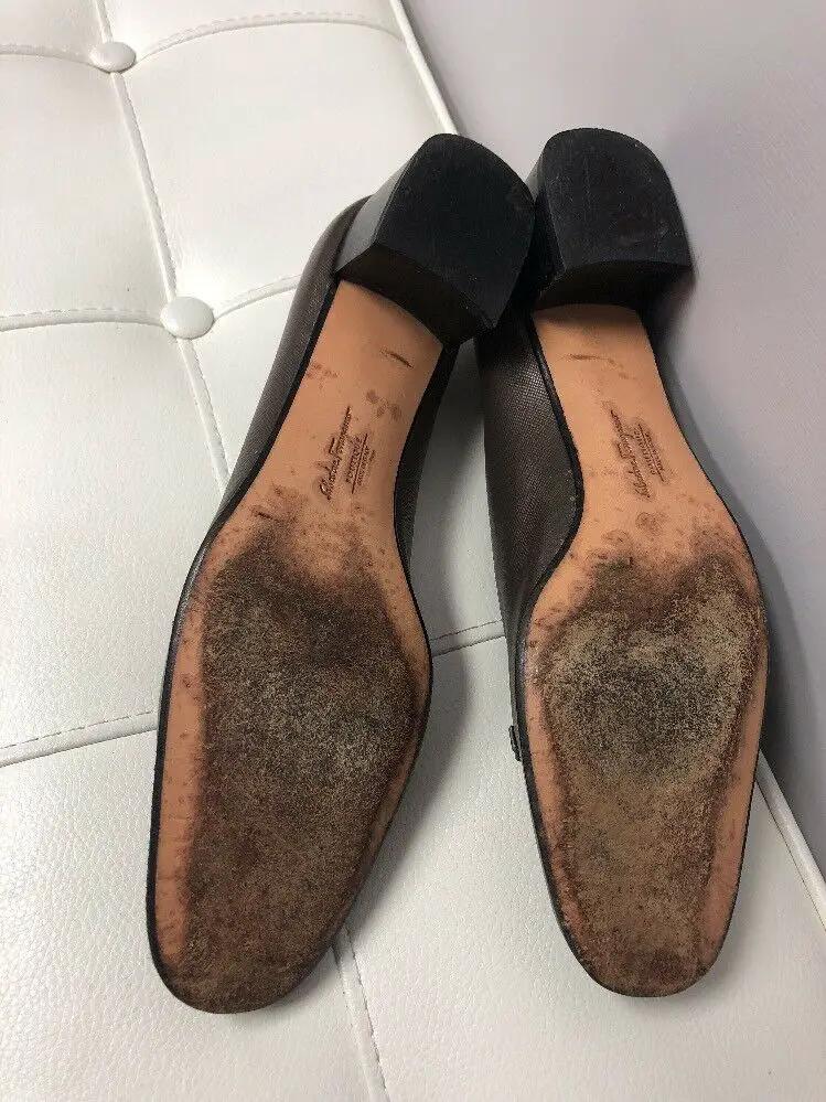 Salvatore Ferragamo Boutique Brown Leather Square Heels Pumps Size 8.5 4A Narrow by Salvatore Ferragamo