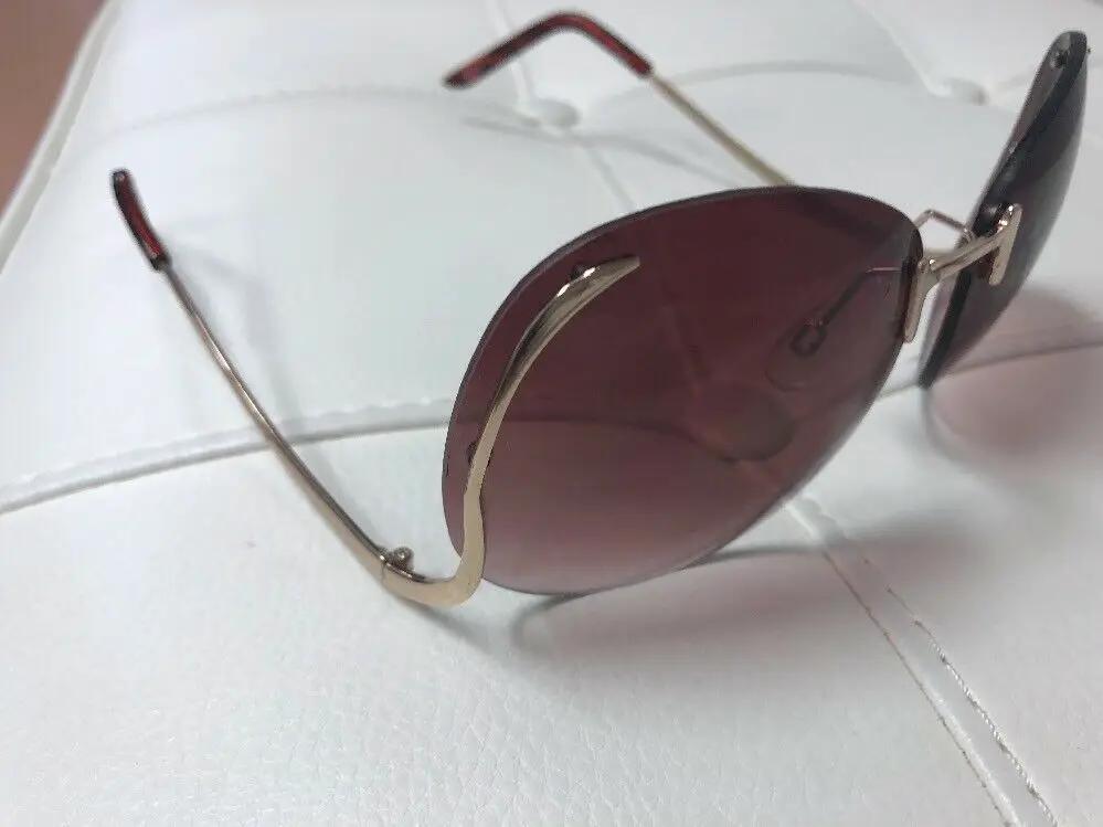 70's Vintage Oversized Rimless Large Round Clear Lenses Women Big XXL Sunglasses by Fashion Deal