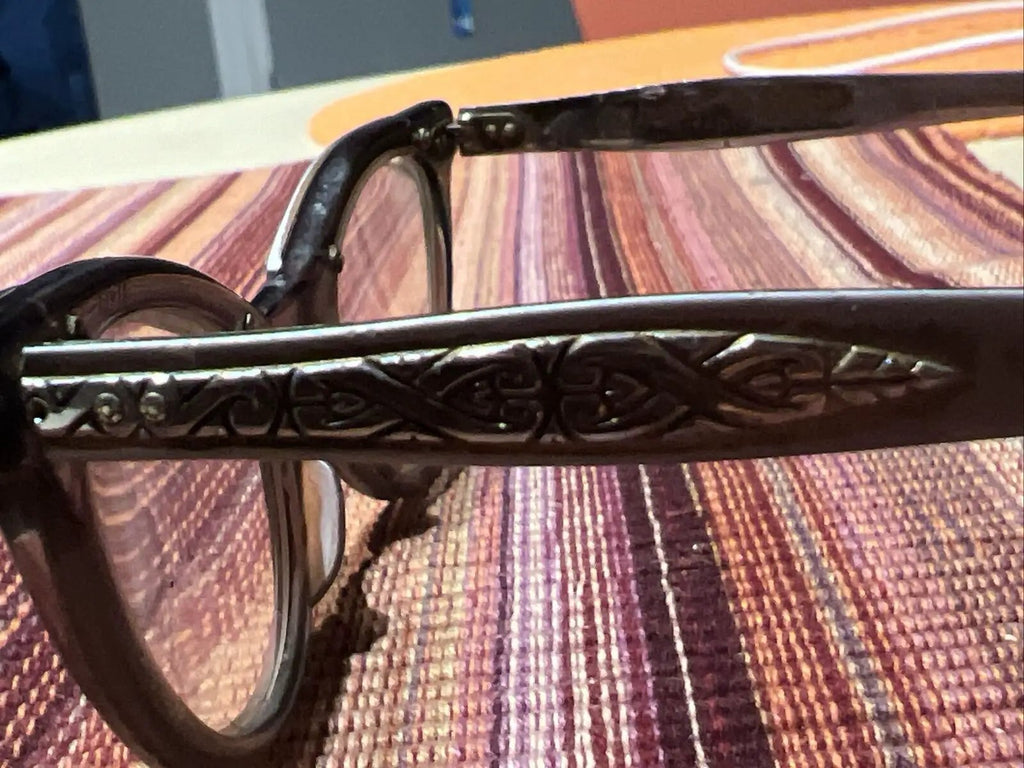 Cat Eye'-Silver on Silver-Vintage Eye Glass Frames-UOC-Aluminum-(4-5 1/2)-U.S.A by UOC