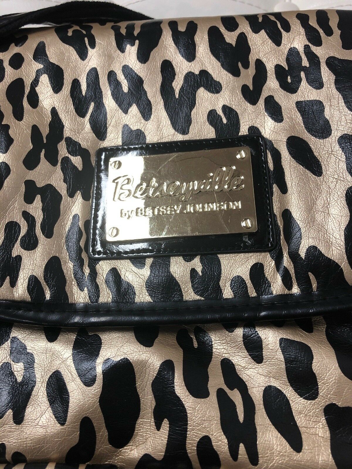 Betseville Leapird Print Crossbody Overnight Bag