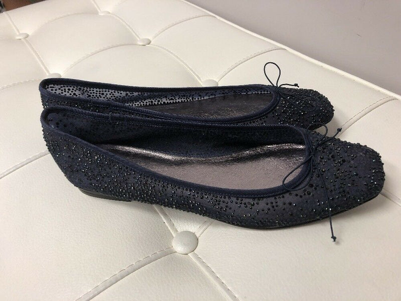 Adrianna Papell Blue Sequin Ballet Flats Womens Size 9.5