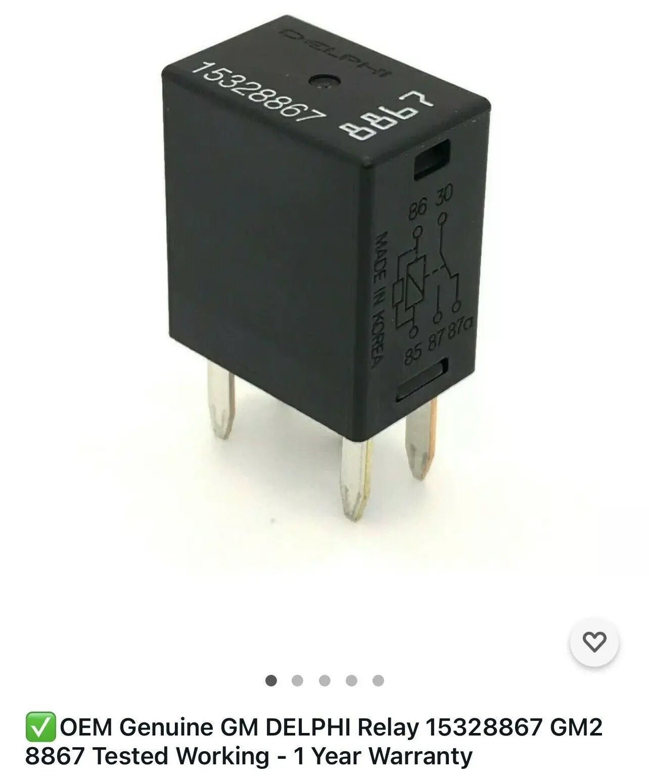 OEM Genuine GM DELPHI Relay 15328867 GM2 8867 Tested Working - 1 Year Warranty by Delphi