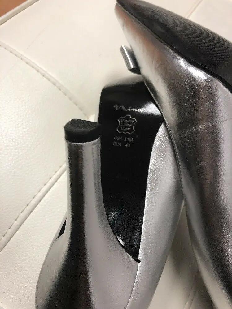 A Touch of Nina Silver Dressy Square Toe Pumps Slip Ons Women's Size US 11M by Nina