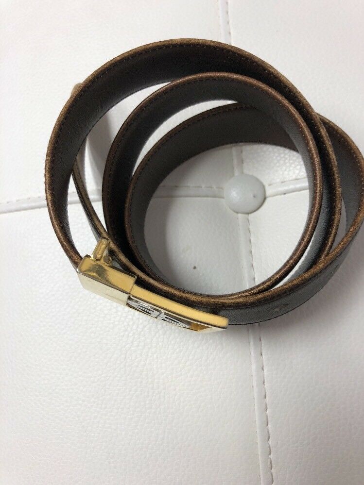 New BOSCAMen's Brown Genuine Leather Belt Metal Buckle Size: 29