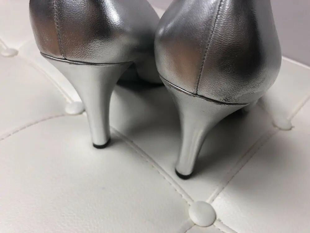 A Touch of Nina Silver Dressy Square Toe Pumps Slip Ons Women's Size US 11M by Nina