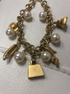 Beautiful Gold Charm Bracelet With Pearls