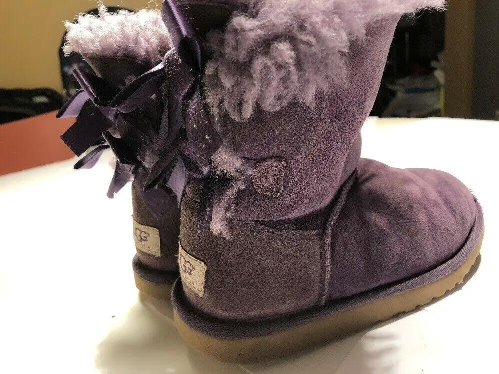 UGG Australia Girls Purple Bailey Bow Boots Size 1 by UGG Australia