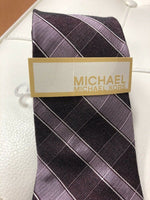 $185 MICHAEL KORS Mens BLUE PURPLE CHECK  NECKTIE CLASSIC SILK NECK TIE 58X3.25