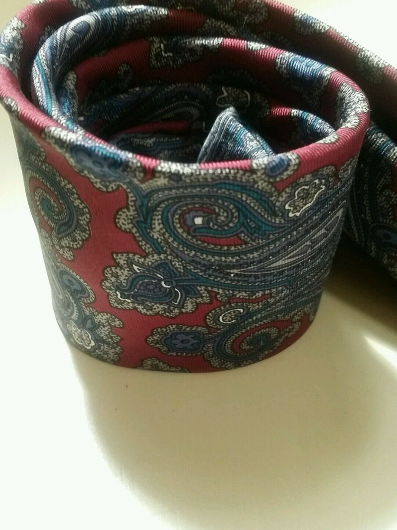 CHRISTIAN DIOR MONSIEUR RED BLUE FLORAL PAISLEY SILK NECKTIE TIE MOC0516A #T20