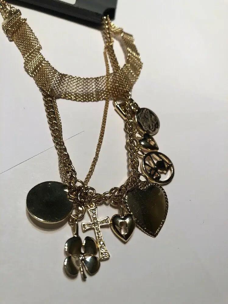 Express Gold Charm Multi Layered Charm Necklace by Express