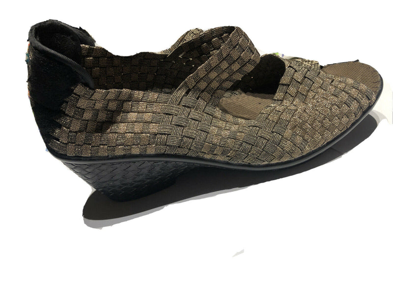 Bernie Mev US Size Woven Bronze/Gold Mary Jane Peep Toe WOMEN EUR37