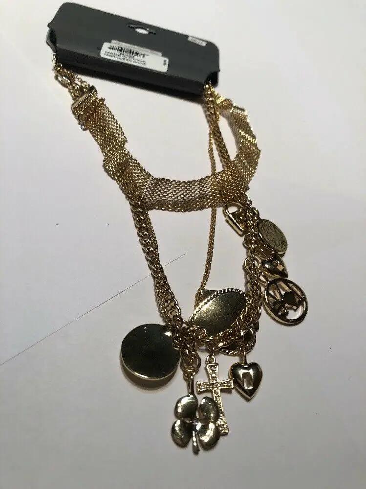 Express Gold Charm Multi Layered Charm Necklace by Express