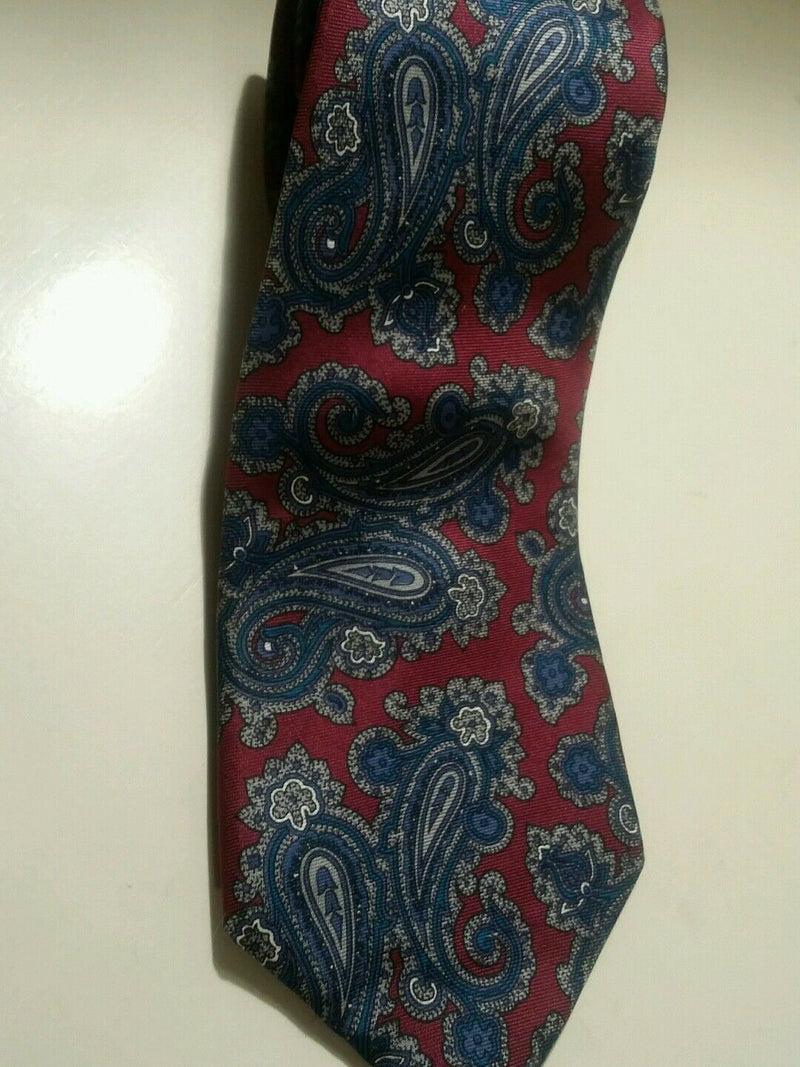 CHRISTIAN DIOR MONSIEUR RED BLUE FLORAL PAISLEY SILK NECKTIE TIE MOC0516A #T20
