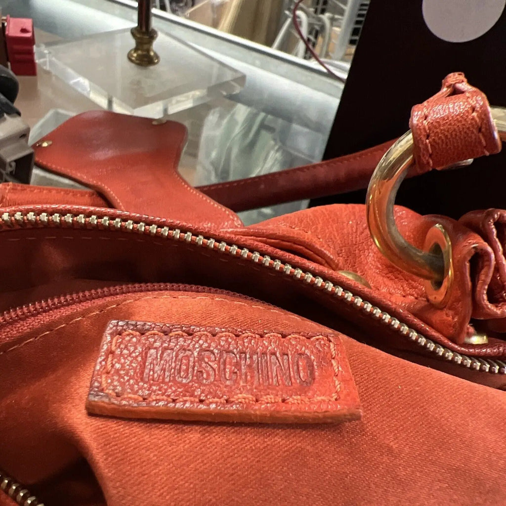 Love Moschino Barrel Hand bag women Orange lined interior Studded by Love Moschino