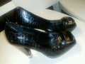 Bcbg black croco peep toe chunky heels with buckle by BCBGirls