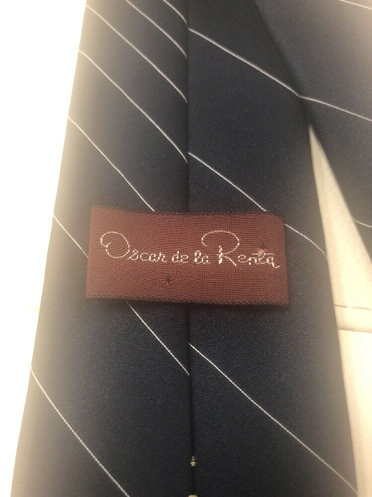 Vintage Oscar de la Renta Blue Striped Tie 54L