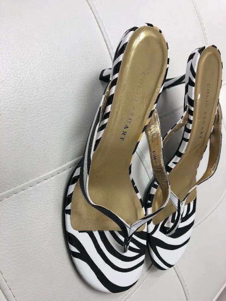 Collin Stuart Zebra Print Thong Slides 6.5 by Colin Stuart