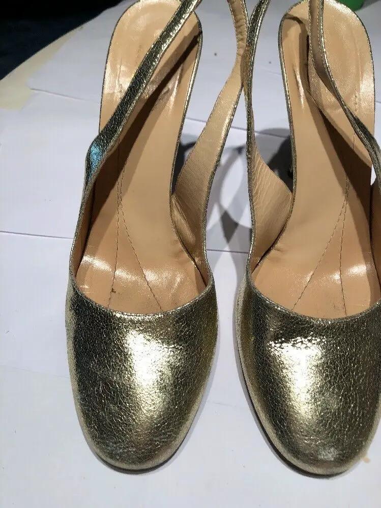 Kate Spade New York Gold Metallic Leather Slingback Pumps Size 7 1/2 B by kate spade new york