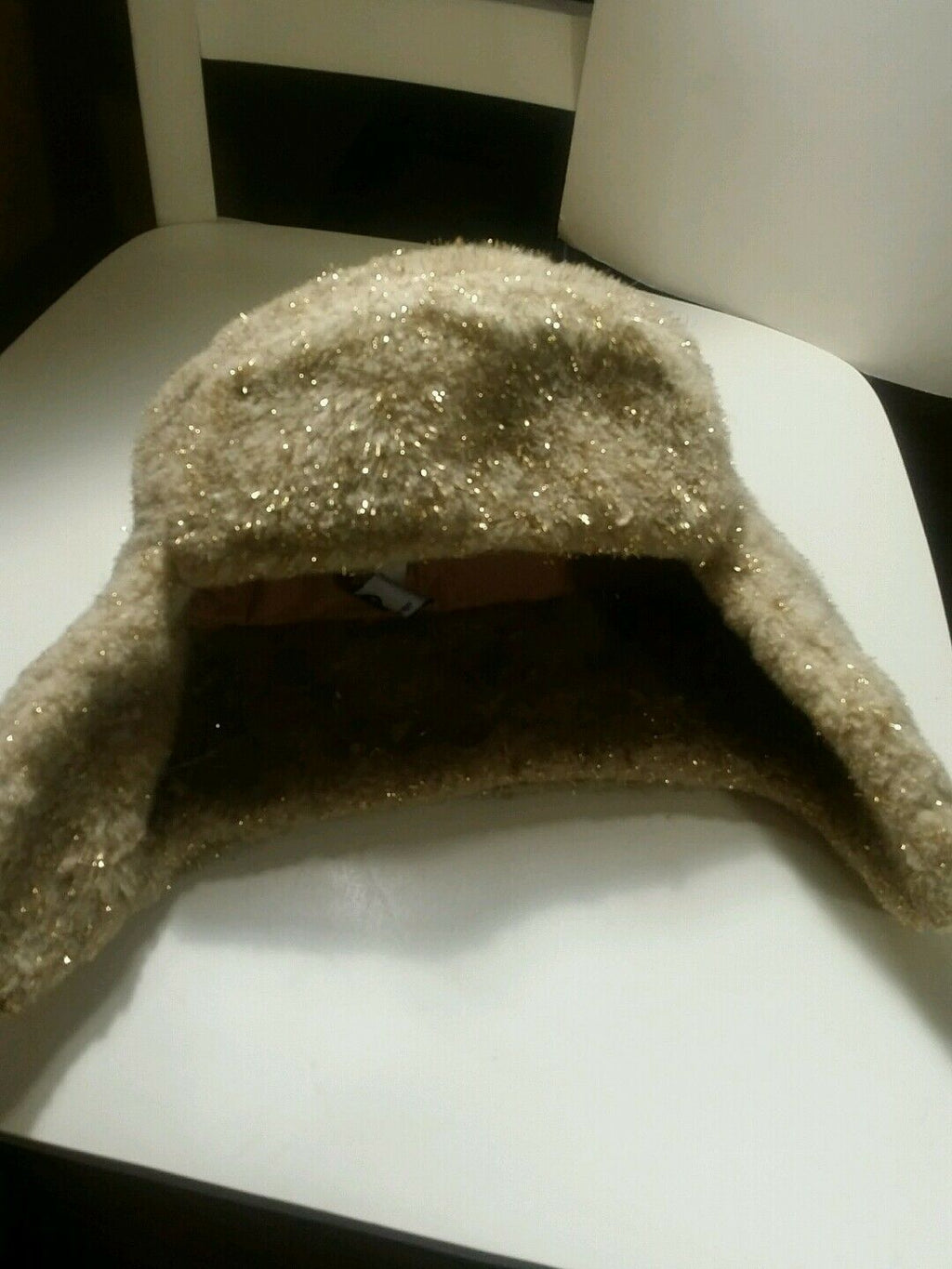 OLD NAVY Trapper Bomber Faux Fur Metallic Hat Small Medium M S Winter