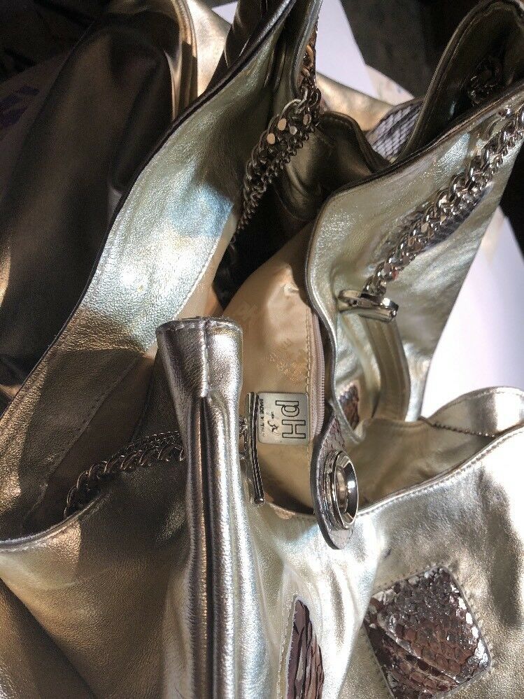 Ph+39 Gold Leather Large Handbag