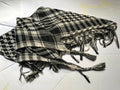 Collar Scarf Poncho With Fringe Black & White