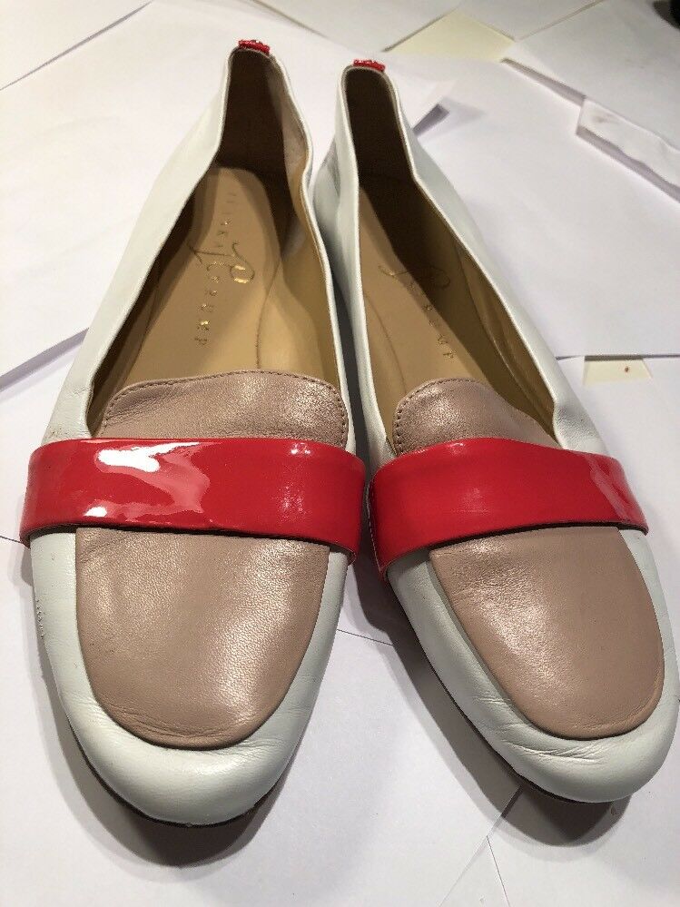 Ivanka Trump Women's Nude, Whit And Orange Loafer Flats