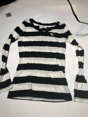 abercrombie+ fitch Cotton Long Sleeve Blue And White Shirt Size Small